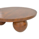 Coffee table Fedena solid mango wood walnut D90x30cm - Image 5