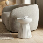 Side table Nemira solid mango wood white D30x35cm