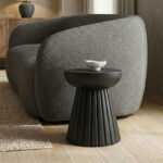 Side table Nemira solid mango wood black D30x35cm