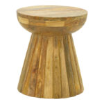 Side table Nemira solid mango wood in natural color D30x35cm - Image 2