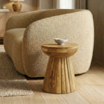 Side table Nemira solid mango wood in natural color D30x35cm