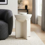 Side table Jenby solid mango wood white D40x50cm