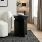 Side table Jenby solid mango wood black D40x50cm