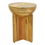 Side table Jenby solid mango wood in natural color D40x50cm - Image 2