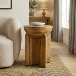 Side table Jenby solid mango wood in natural color D40x50cm