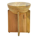 Side table Jenby solid mango wood in natural color D40x50cm - Image 3