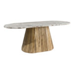Aithra coffee table, solid mango wood in a natural shade with marble top 120x60x45cm. - Image 2