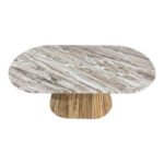 Aithra coffee table, solid mango wood in a natural shade with marble top 120x60x45cm. - Image 4