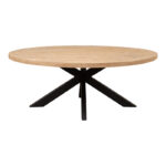 Dining table Jenma solid mango wood in natural color-black metal leg 200x100x76cm