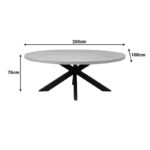 Dining table Jenma solid mango wood in natural color-black metal leg 200x100x76cm - Image 4