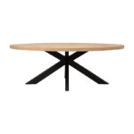 Dining table Jenma solid mango wood in natural color-black metal leg 180x90x76cm - Image 2
