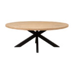Dining table Jenma solid mango wood in natural color-black metal leg 180x90x76cm