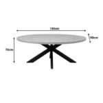Dining table Jenma solid mango wood in natural color-black metal leg 180x90x76cm - Image 4