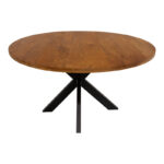 Dining table Royalty solid mango wood in walnut color-black metal leg D130x77cm - Image 2