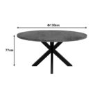 Dining table Royalty solid mango wood in walnut color-black metal leg D130x77cm - Image 3