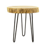 Tripp I side table solid acacia wood in natural shade-black metal legs D41χ45cm - Image 2