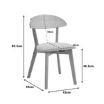 Canon chair rubberwood in natural color with grey beige fabric 43x43x79.5cm - Image 2