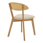 Canon chair rubberwood in natural color with grey beige fabric 43x43x79.5cm - Image 3
