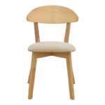 Canon chair rubberwood in natural color with grey beige fabric 43x43x79.5cm - Image 5