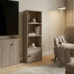 Lenobia column bookcase with cabinet sonoma 30.5x24x95cm