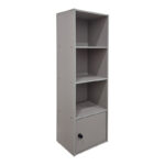 Lenobia column bookcase with cabinet light grey 30.5x24x95cm - Image 2