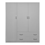 Three-leaf wardrobe with 2 drawers Alvia white 150x51x180cm - Image 3