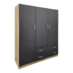 Three-leaf wardrobe with 2 drawers Alvia sonoma-anthracite 150x51x180cm