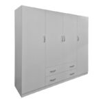 Four-leaf wardrobe with 2 drawers Alvia white 200x51x180cm