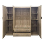 Four-leaf wardrobe with 2 drawers Alvia sonoma 200x51x180cm - Image 2