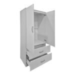 Double-leaf wardrobe with 2 drawers Alvia white 80x51.5x180cm - Image 2