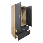 Double-leaf wardrobe with 2 drawers Alvia sonoma-anthracite 80x51.5x180cm - Image 2
