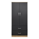 Double-leaf wardrobe with 2 drawers Alvia sonoma-anthracite 80x51.5x180cm - Image 4