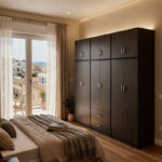 Athos six-door wardrobe with loft, wenge, 240x42x240cm