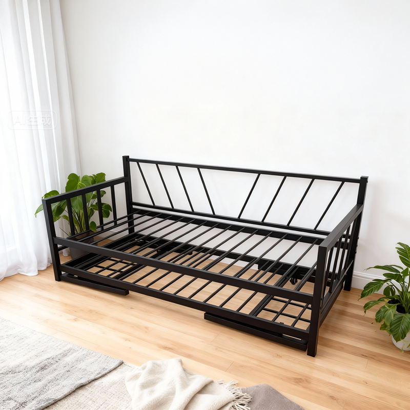 386-000008 Bed-Sofa Remmie metal in black 90x190cm - Image 1