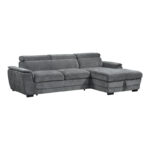 Dreamora left corner corner sofa bed with storage space black fabric 270x167x82cm - Image 2