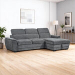 Dreamora left corner corner sofa bed with storage space black fabric 270x167x82cm