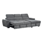 Dreamora left corner corner sofa bed with storage space black fabric 270x167x82cm - Image 3