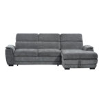 Dreamora left corner corner sofa bed with storage space black fabric 270x167x82cm - Image 5