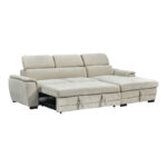 Dreamora left corner corner sofa bed with storage space beige fabric 270x167x82cm - Image 3