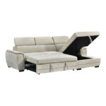 Dreamora left corner corner sofa bed with storage space beige fabric 270x167x82cm - Image 4