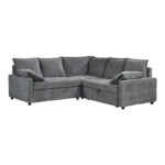 Corner sofa bed Lounivo anthracite fabric 215x215x84cm - Image 2