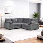 Corner sofa bed Lounivo anthracite fabric 215x215x84cm