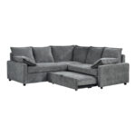 Corner sofa bed Lounivo anthracite fabric 215x215x84cm - Image 4