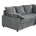 Corner sofa bed Lounivo anthracite fabric 215x215x84cm - Image 6