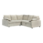 Corner sofa bed Lounivo beige fabric 215x215x84cm - Image 2