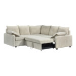 Corner sofa bed Lounivo beige fabric 215x215x84cm - Image 3
