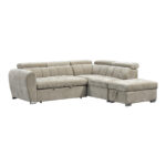 Corner sofa bed left corner Nuvora with storage space beige fabric 244x225x79cm - Image 2