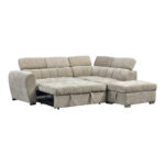 Corner sofa bed left corner Nuvora with storage space beige fabric 244x225x79cm - Image 3