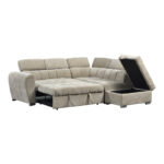 Corner sofa bed left corner Nuvora with storage space beige fabric 244x225x79cm - Image 4