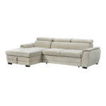 Dreamora right corner corner sofa bed with storage space beige fabric 270x167x82cm - Image 2